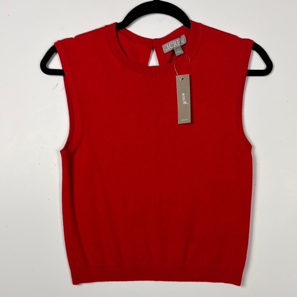 J. Crew Bold Red Knit Sleeveless Sz S cashmere blend top/vest